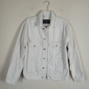 Abercrombie & Fitch Jacket Womens Small Tan Denim Relaxed Stretch Jean Trucker